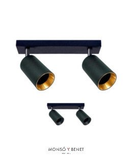 REGLETA 2 FOCOS ORIENTABLES 2xGU10 RF-772 N NEGRO