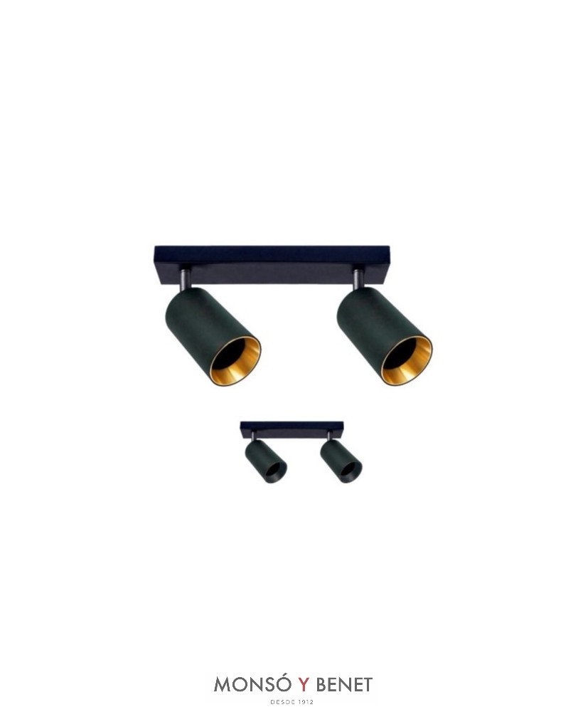 REGLETA 2 FOCOS ORIENTABLES 2xGU10 RF-772 N NEGRO