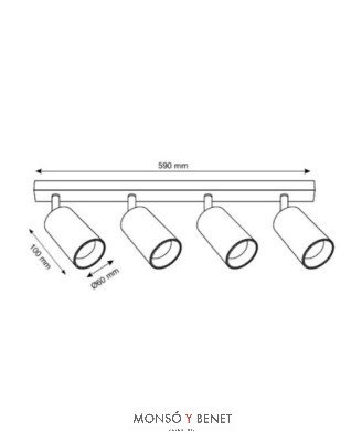REGLETA 4 FOCOS ORIENTABLES 4xGU10 RF-774 N NEGRO