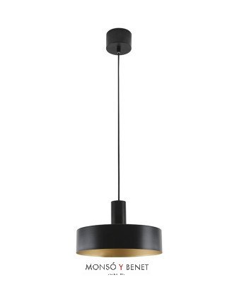 LAMPARA TECHO COLGANTE SERANTE NEGRO REFLECTOR DORADO