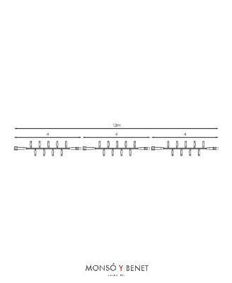 EXTENSION 180 LEDS BLANCO CALIDO FIJAS CABLE BLANCO D18112