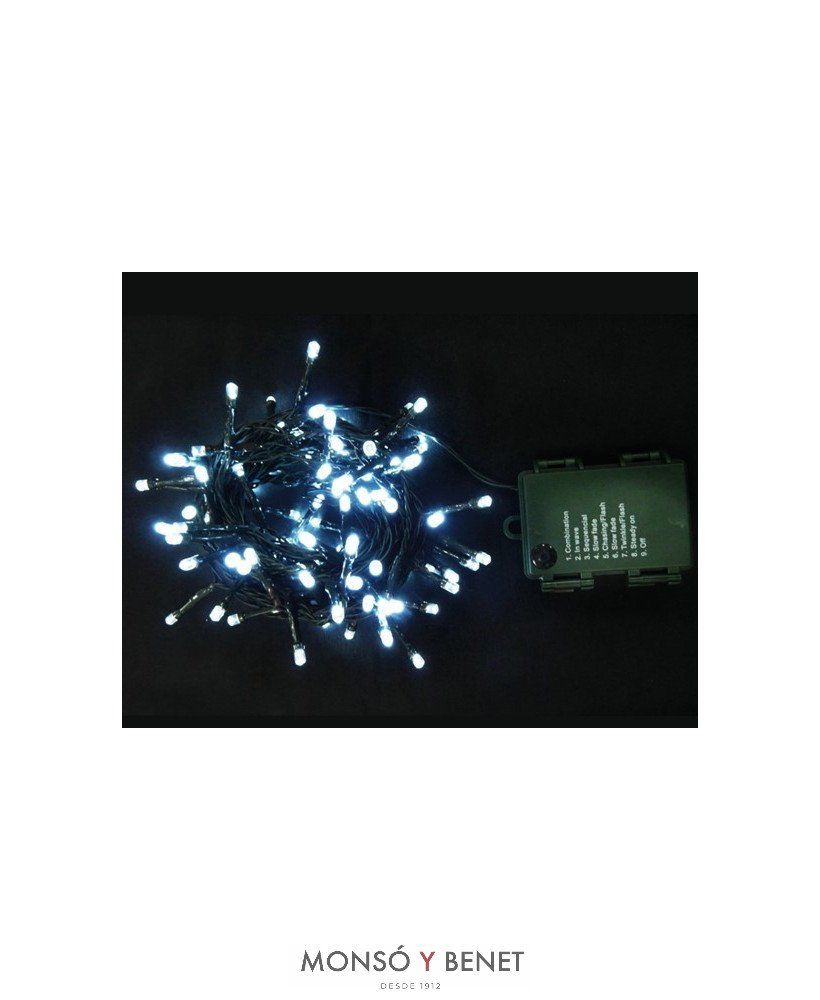 GUIRNALDA 120 LEDS BLANCO FRIO A PILAS D12059