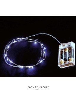 GUIRNALDA 20 LEDS BLANCO FRIO 2 METROS A PILAS A02002