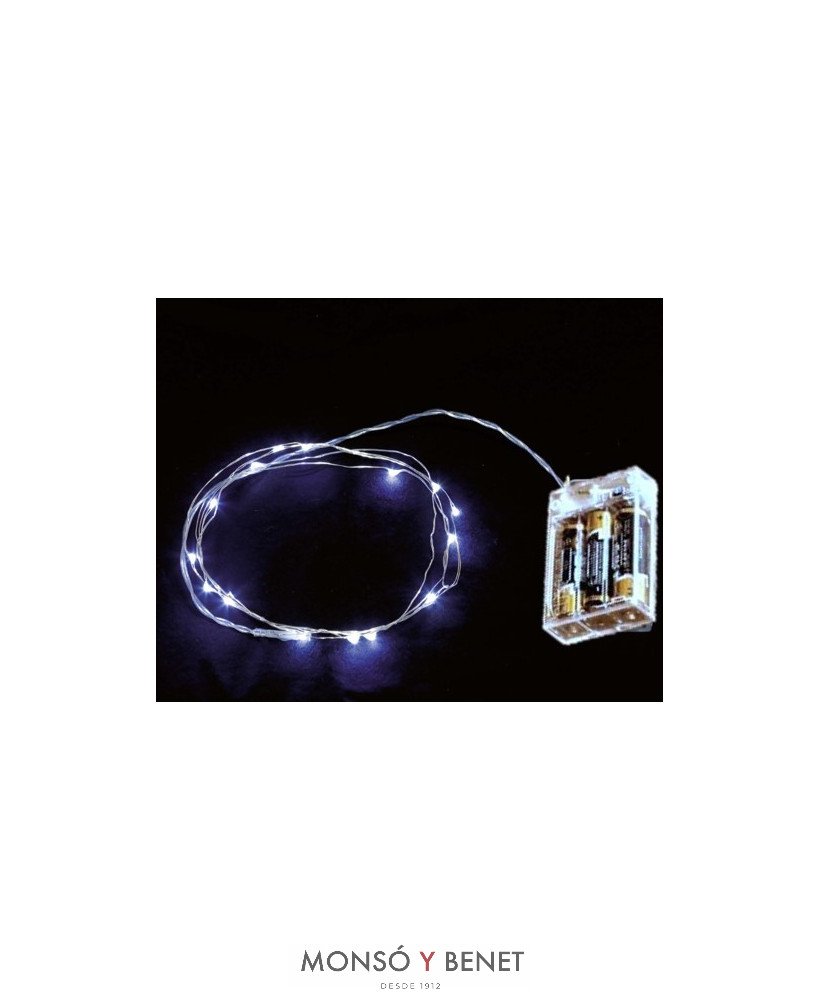 GUIRNALDA 20 LEDS BLANCO FRIO 2 METROS A PILAS A02002
