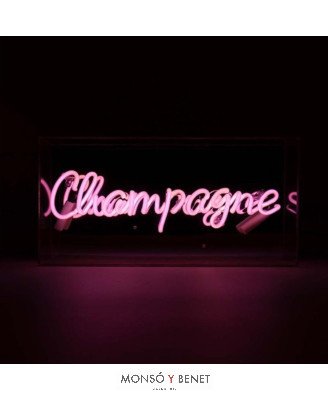 LETRERO DE NEÓN ROTULO ILUMINADO CHAMPAGNE ROSA