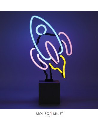 PEANA DE NEÓN ROTULO ILUMINADO COHETE PNROCK MULTICOLOR