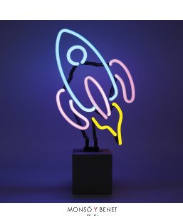 PEANA DE NEÓN ROTULO ILUMINADO COHETE PNROCK MULTICOLOR