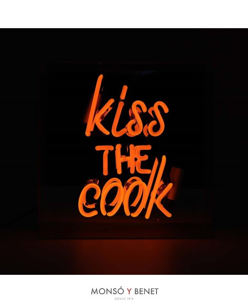 LETRERO DE NEÓN ROTULO ILUMINADO KISS THE COOK NARANJA