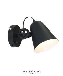 FOCO PARED VINTAGE E27 AP-1323 N NEGRO CON INTERRUPTOR