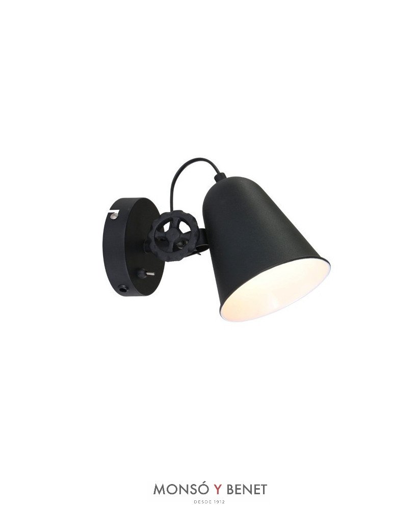 FOCO PARED VINTAGE E27 AP-1323 N NEGRO CON INTERRUPTOR