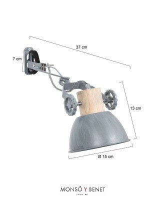 FOCO PINZA O PARED E27 CON PANTALLA FP-2752 G GRIS MATE