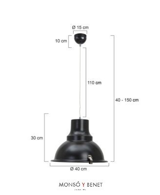 COLGANTE CAMPANA VINTAGE CON TAPA VIDRIO CA-5798 N NEGRO
