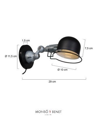 FOCO PARED VINTAGE E14 AP-7657 GRIS Y NEGRO MATE CON INTERR.