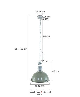 COLGANTE CAMPANA VINTAGE CON TAPA VIDRIO CA-7586 G GRIS VER