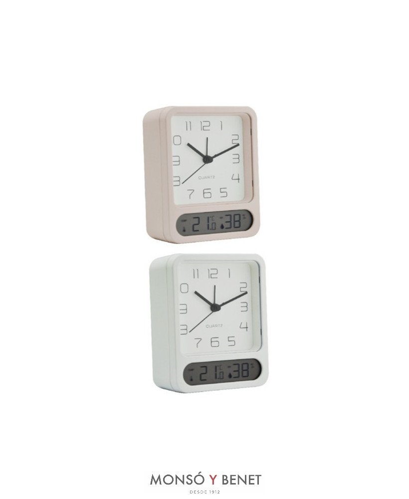 RELOJ DESPERTADOR TEMPERATURA HUMEDAD RDT-2185 ROSA