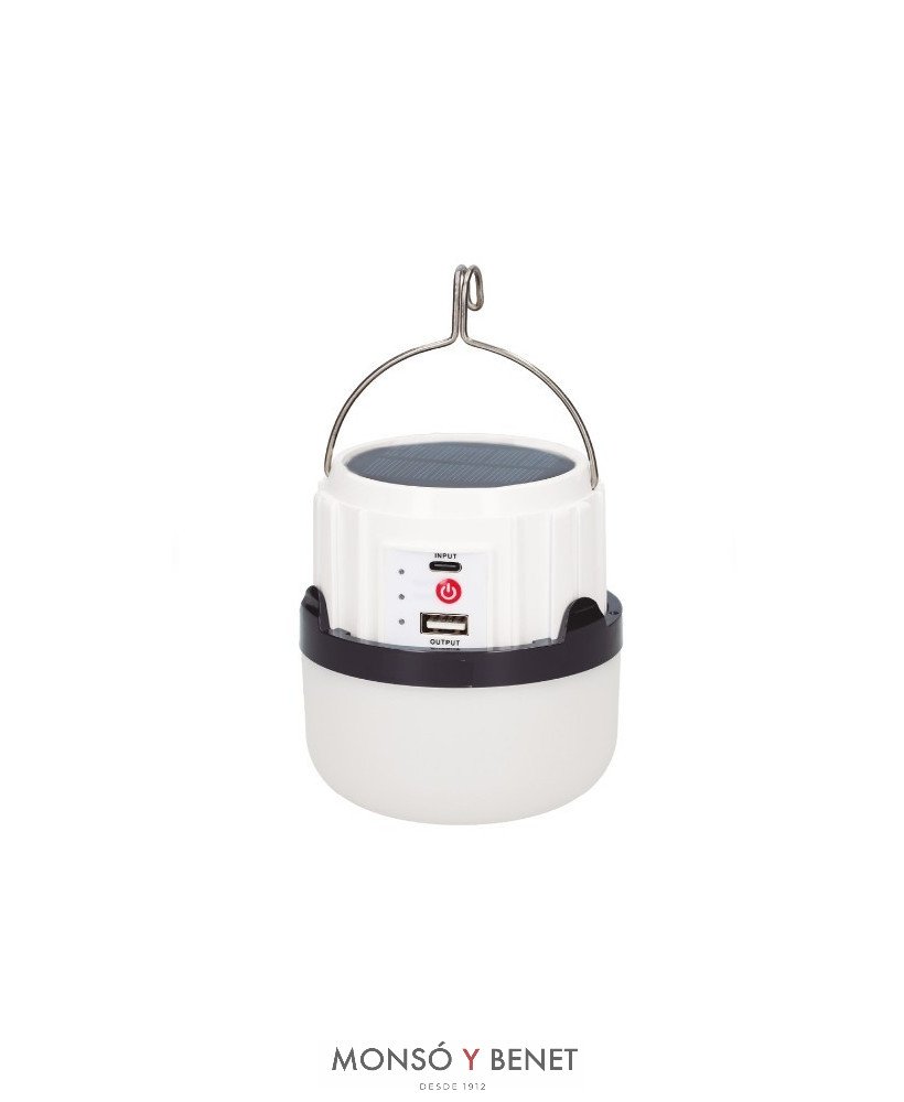 LINTERNA COLGANTE LED SOLAR USB LS-1843 BLANCO