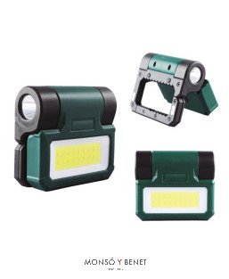LINTERNA MOSQUETON CON IMAN Y MOSQUETON LM-2858 V VERDE