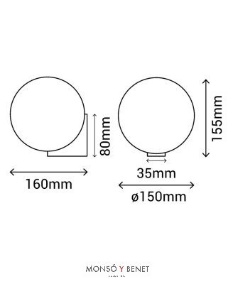 APLIQUE BOLA 15CM OBG9IPN IP44 NEGRO