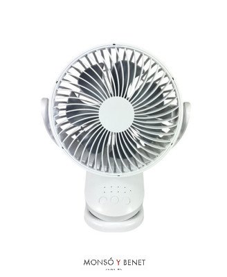 VUP9343 - Ventilador pinza blanco Ø15 cm recargable