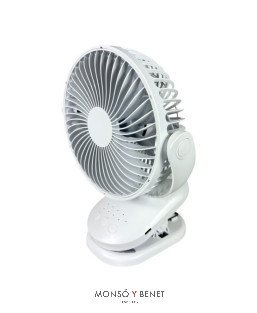 VUP9343 - Ventilador pinza blanco Ø15 cm recargable