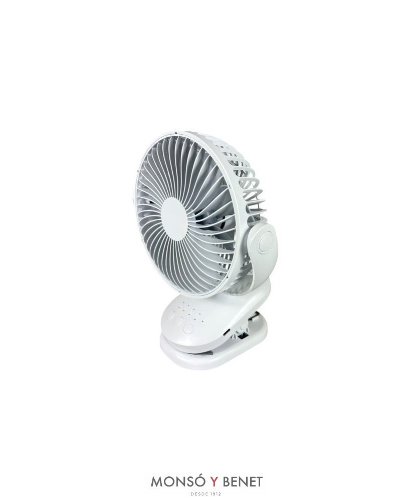 VUP9343 - Ventilador pinza blanco Ø15 cm recargable