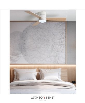 VT679B - Ventilador de techo blanco/haya Ø107 cm con luz LED