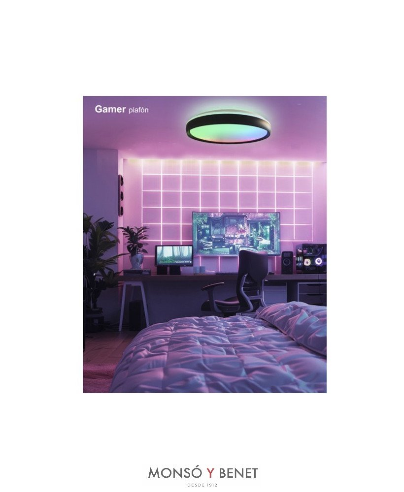 PLAFON LED 60W RGB+ALTAVOCES BLANCO PA-675 CCT MANDO + APP
