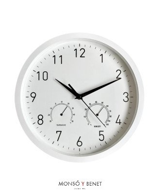 RELOJ PARED CON TERMOMETRO E HIGROMETRO RE-9335