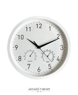 RELOJ PARED CON TERMOMETRO E HIGROMETRO RE-9335