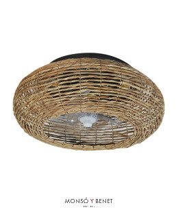 VT4358 - Plafón ventilador ratán Ø50 cm con 4 luces E27