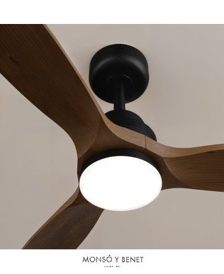 2199962 - Ventilador techo negro/madera Ø107 cm con luz LED