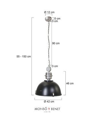 COLGANTE CAMPANA VINTAGE CON TAPA VIDRIO CA-7586 N NEGRO