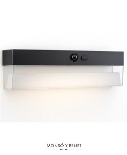 APLIQUE SOLAR CON DETECTOR PIR AS-2147 N NEGRO IP54