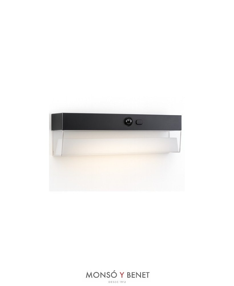 APLIQUE SOLAR CON DETECTOR PIR AS-2147 N NEGRO IP54