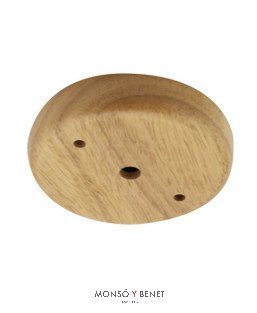 FLORÓN PLANO MADERA CLARA Ø100 MM SOPORTE METÁLICO