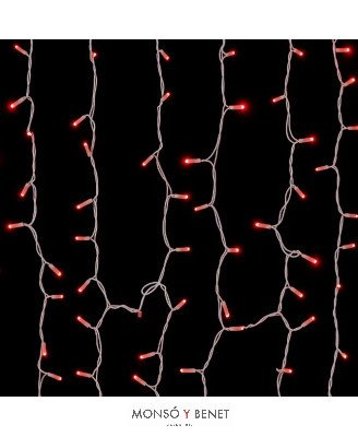 CORTINA 300 LEDS ROJO EXTERIOR CABLE BLANCO D30412