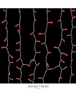 CORTINA 300 LEDS ROJO EXTERIOR CABLE BLANCO D30412