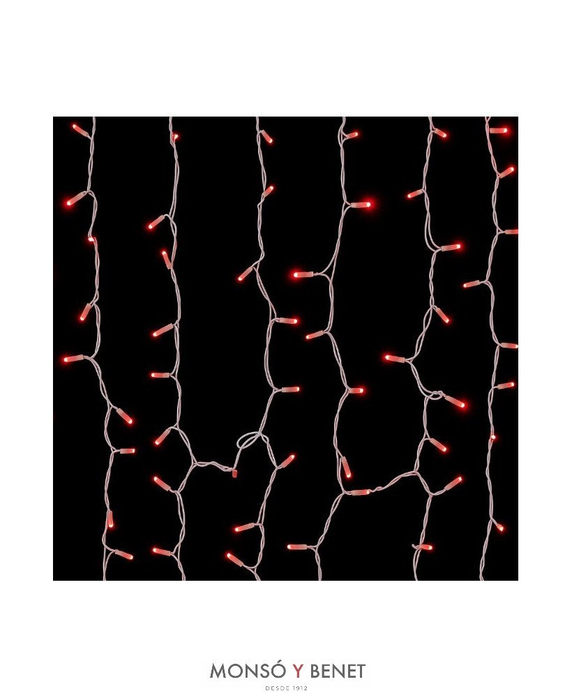 CORTINA 300 LEDS ROJO EXTERIOR CABLE BLANCO D30412