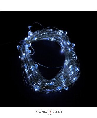 GUIRNALDA 50 LEDS BLANCO FRIO A PILAS