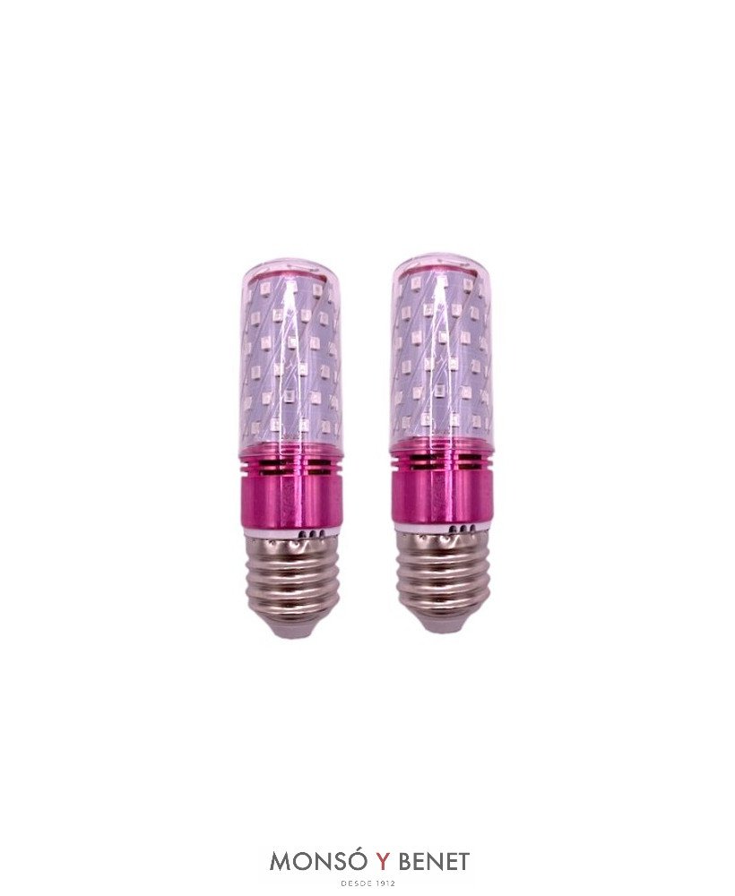 PACK 2 BOMBILLAS LED ROJA TUBULAR MELATONINA 230V-8W. E27