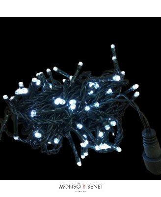 GUIRNALDA 100 LED BLANCO FRIO CABLE VERDE ENLAZABLE D10051