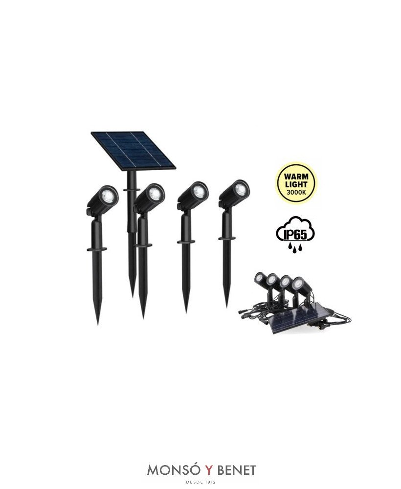 KIT 4 FOCOS CON ESTOQUE FS-2374 NEGRO 3000K