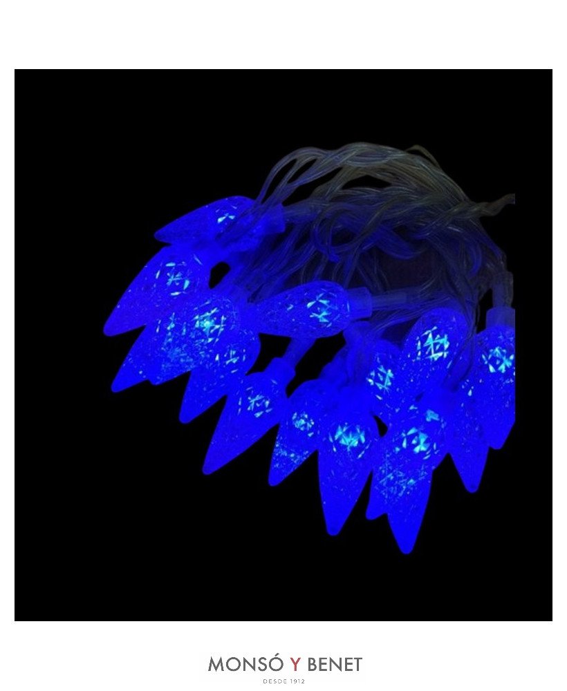 GUIRNALDAS DE LUCES 15 PIÑAS AZUL A PILAS A0130P
