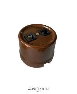 TOMA RJ45+RJ11 9224PM PORCELANA MARRÓN SUPERFICIE FBDS