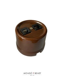 TOMA RJ45+RJ11 9224PM PORCELANA MARRÓN SUPERFICIE FBDS