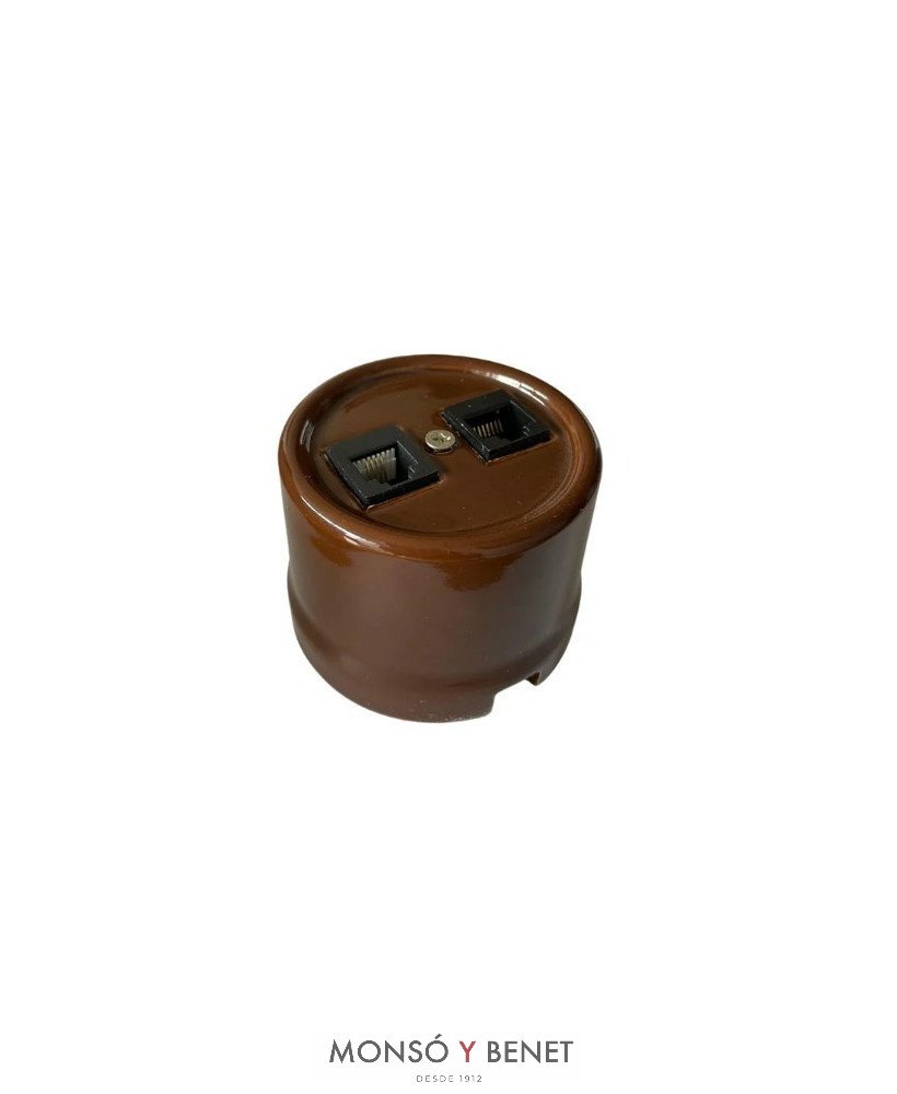 TOMA RJ45+RJ11 9224PM PORCELANA MARRÓN SUPERFICIE FBDS