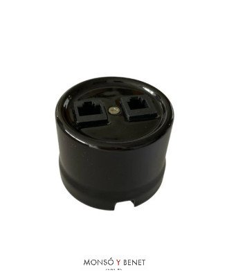 TOMA RJ45+RJ11 9224PN PORCELANA NEGRO SUPERFICIE FBDS