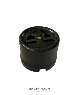 TOMA RJ45+RJ11 9224PN PORCELANA NEGRO SUPERFICIE FBDS