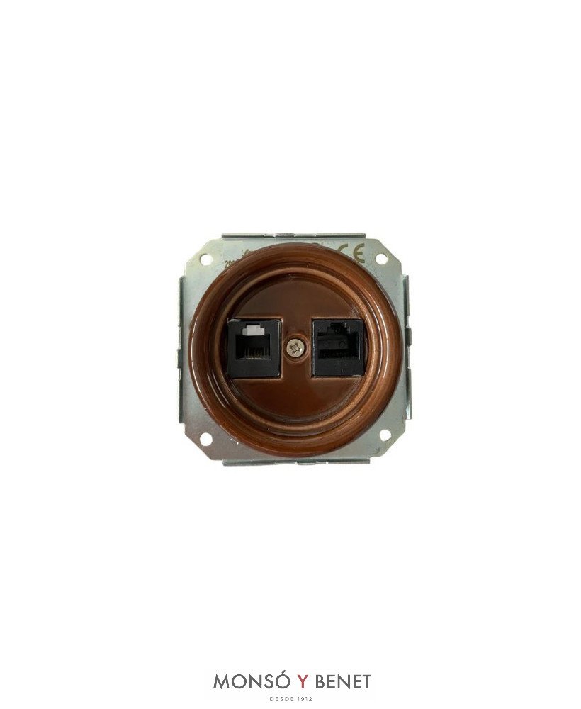 TOMA RJ45+RJ11 9204PM PORCELANA MARRÓN EMPOTRAR FBDE