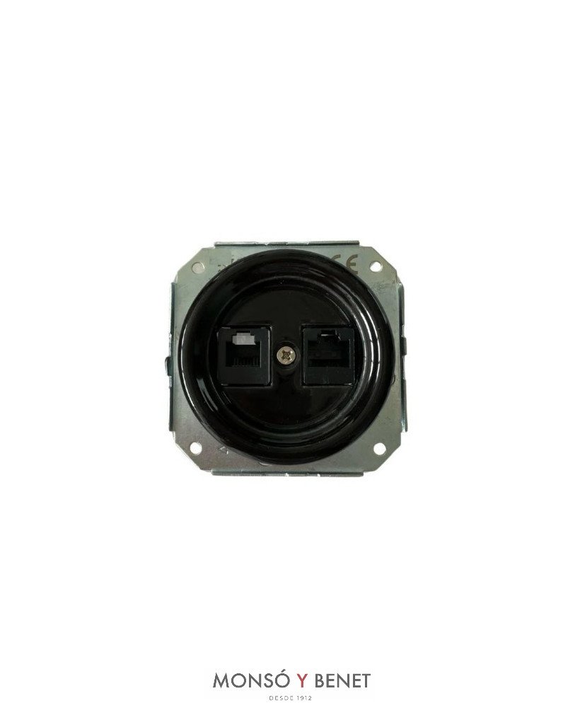 TOMA RJ45+RJ11 9204PN PORCELANA NEGRO EMPOTRAR FBDE